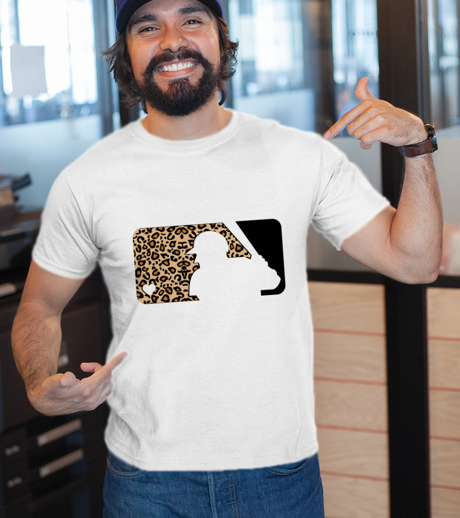 MLB Baseball Leopard Print Batter Silhouette Sublimated T-Shirt