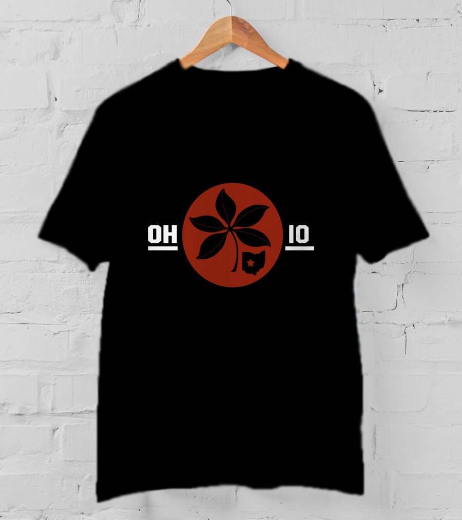 Black OH IO Buckeye Leaf Ohio Star T-Shirt