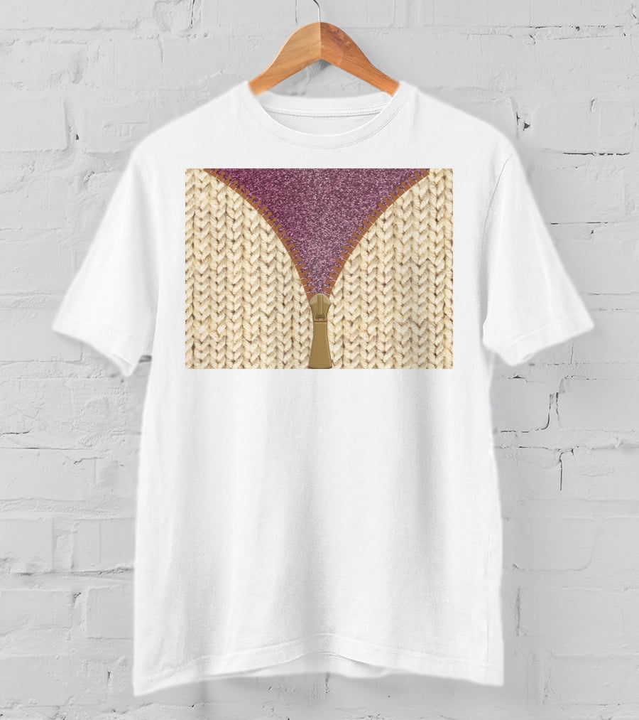 Rose Gold Glitter Knitted Sweater Zipper Tumbler T-Shirt
