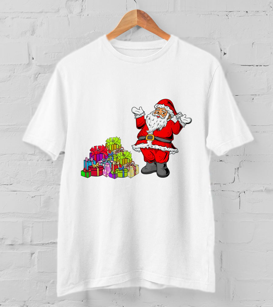 Santa Claus With Colorful Wrapped Gifts T-Shirt