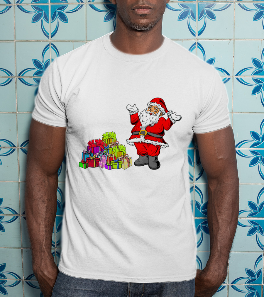 Santa Claus With Colorful Wrapped Gifts T-Shirt