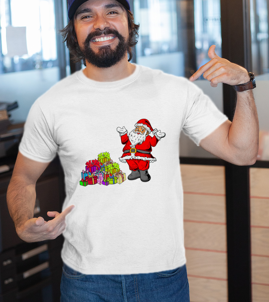 Santa Claus With Colorful Wrapped Gifts T-Shirt