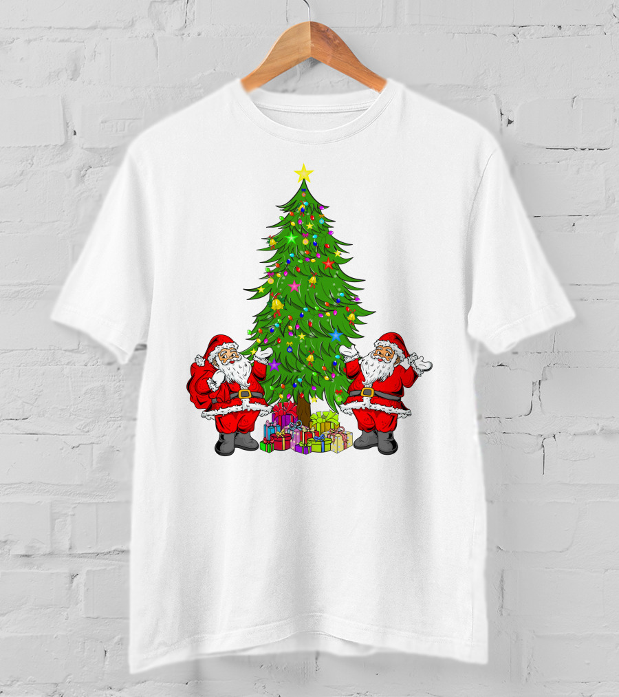 Christmas Tree Santa Claus Presents Holiday Decor T-Shirt