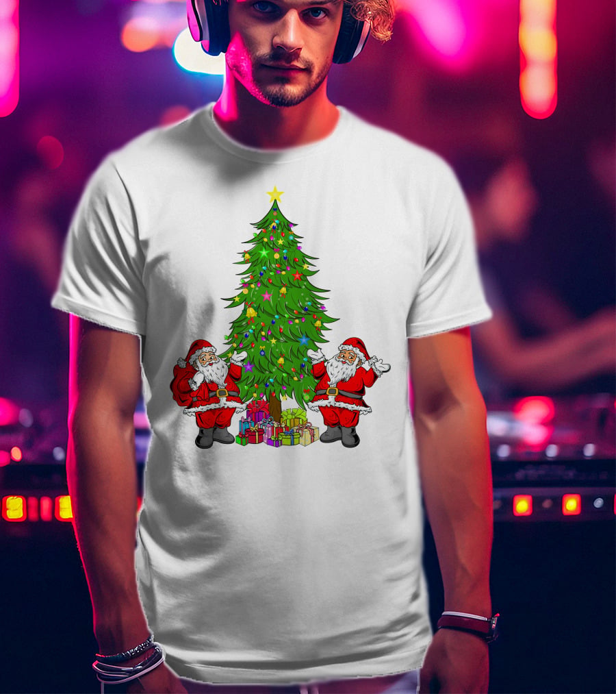 Christmas Tree Santa Claus Presents Holiday Decor T-Shirt