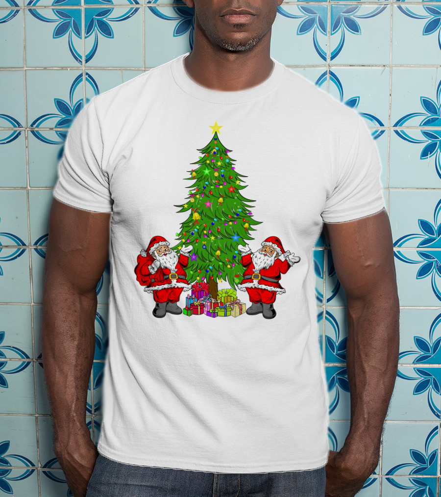 Christmas Tree Santa Claus Presents Holiday Decor T-Shirt