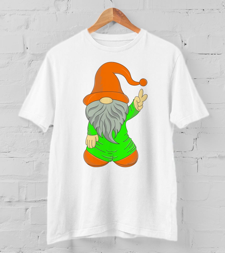 Cute Gnome Say Hi Peace Gesture T-Shirt