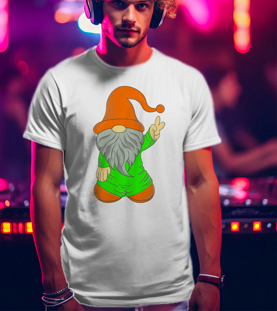 Cute Gnome Say Hi Peace Gesture T-Shirt