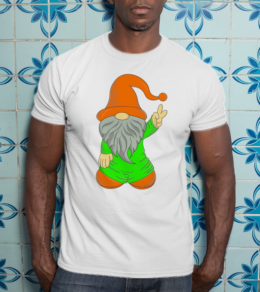 Cute Gnome Say Hi Peace Gesture T-Shirt
