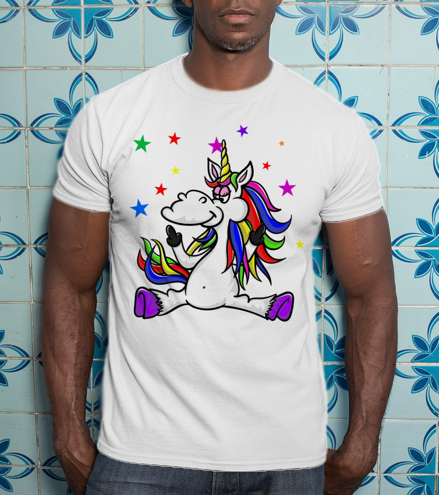 Funny Unicorn Twinkles Rainbow Star T-Shirt