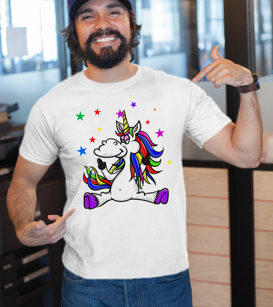 Funny Unicorn Twinkles Rainbow Star T-Shirt