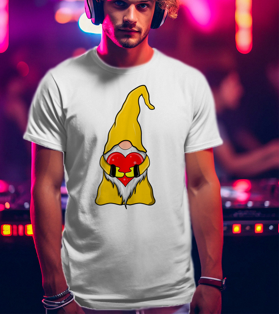 Gnome Holding Heart Hippie Valentine T-Shirt