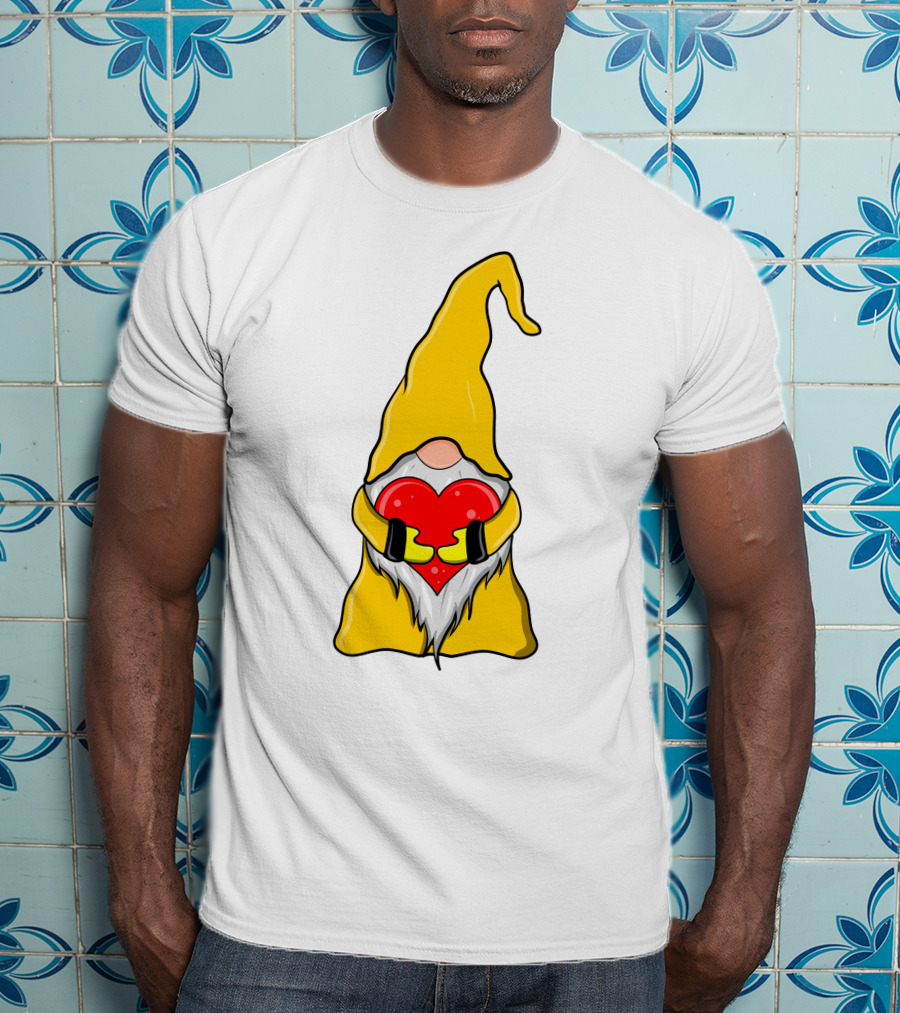 Gnome Holding Heart Hippie Valentine T-Shirt
