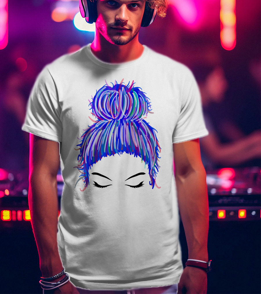 Messy Bun Mom Colorful Hair Updo T-Shirt