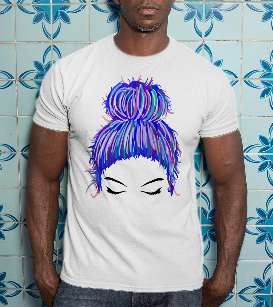 Messy Bun Mom Colorful Hair Updo T-Shirt