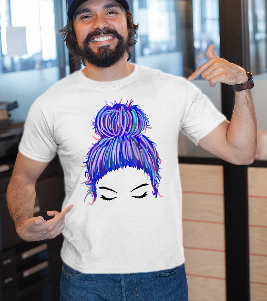 Messy Bun Mom Colorful Hair Updo T-Shirt