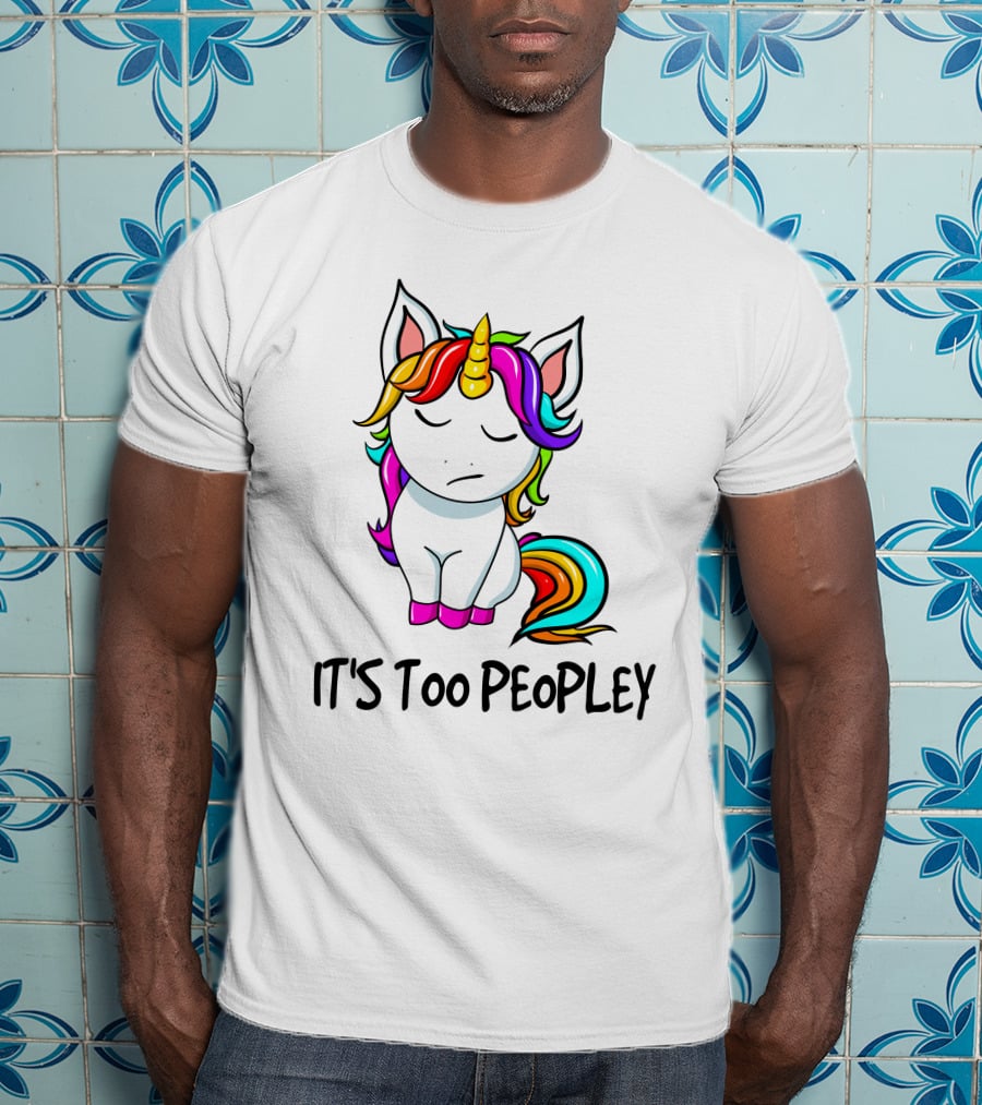 IT'S TOO PEOPLEY Unicorn Rainbow Mane Image T-Shirt