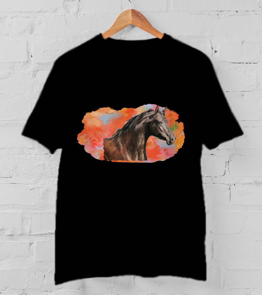 Arabian Horse With Vibrant Abstract Background T-Shirt