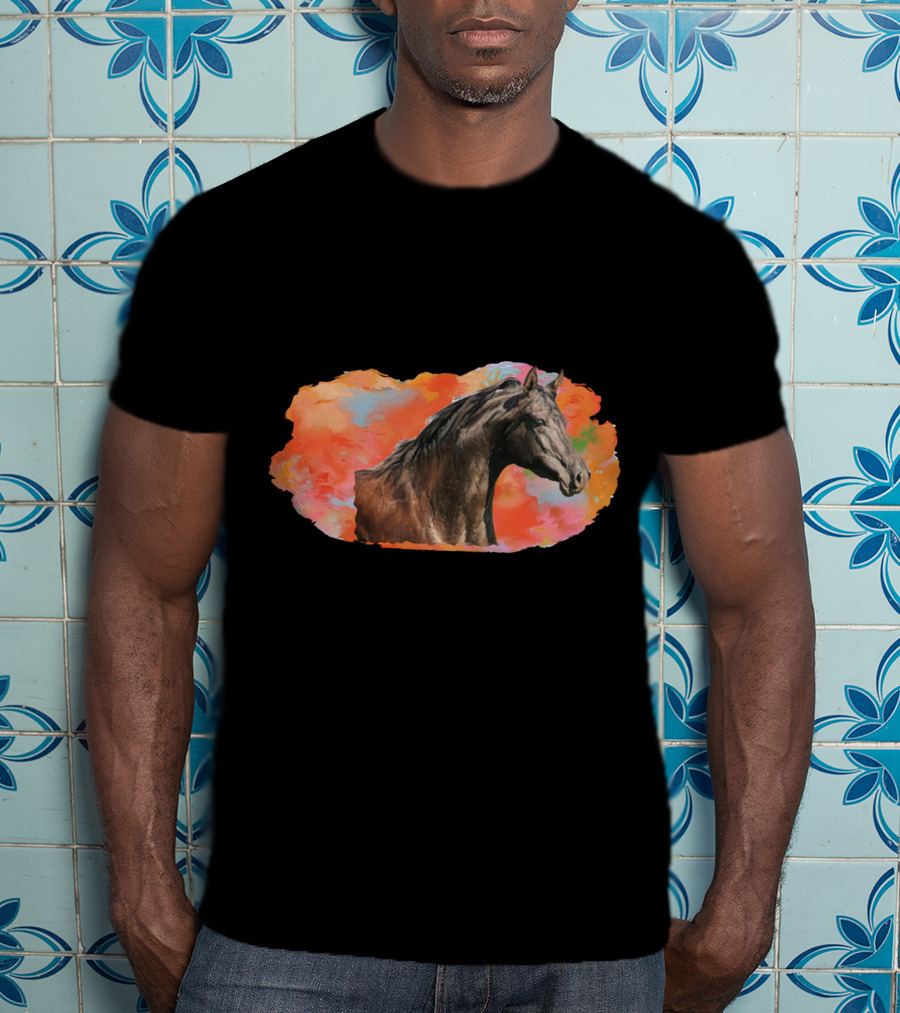Arabian Horse With Vibrant Abstract Background T-Shirt