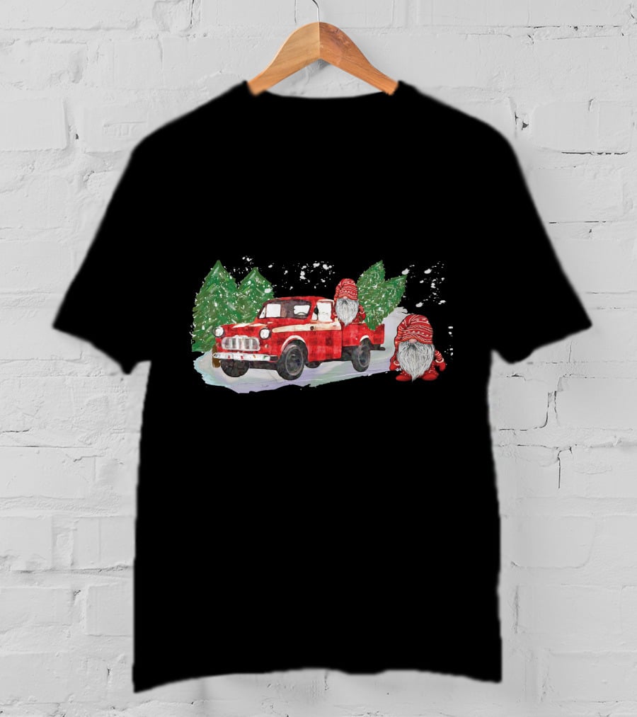 Christmas Tree Farm Red Pickup With Gnomes T-Shirt