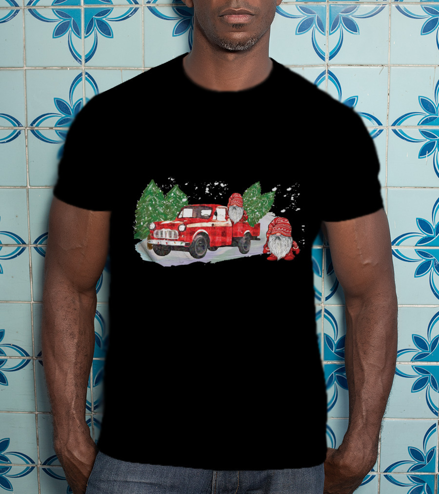 Christmas Tree Farm Red Pickup With Gnomes T-Shirt