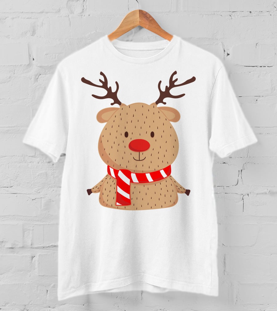 Baby Reindeer In Festive Winter Scarf T-Shirt