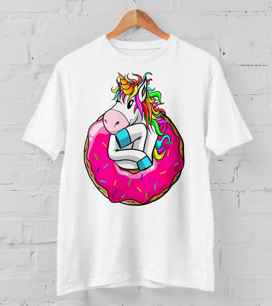 Baby Unicorn Inside Pink Sprinkled Donut T-Shirt