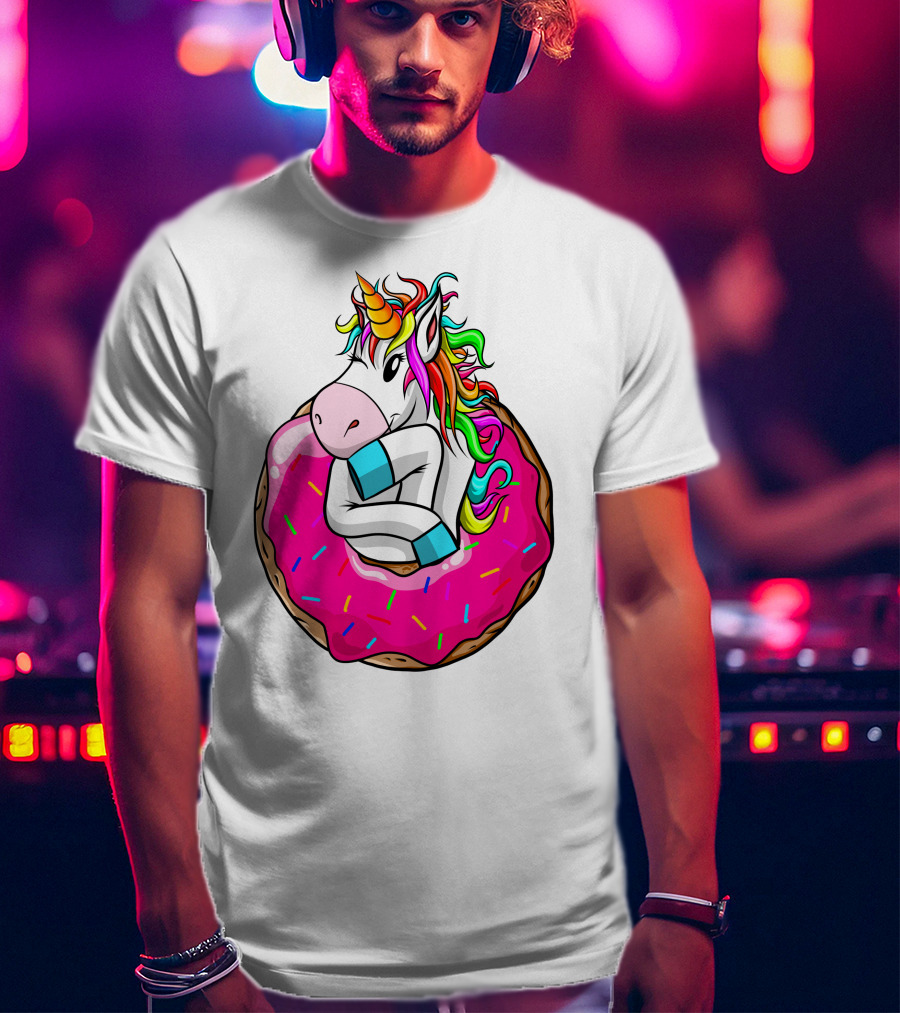 Baby Unicorn Inside Pink Sprinkled Donut T-Shirt