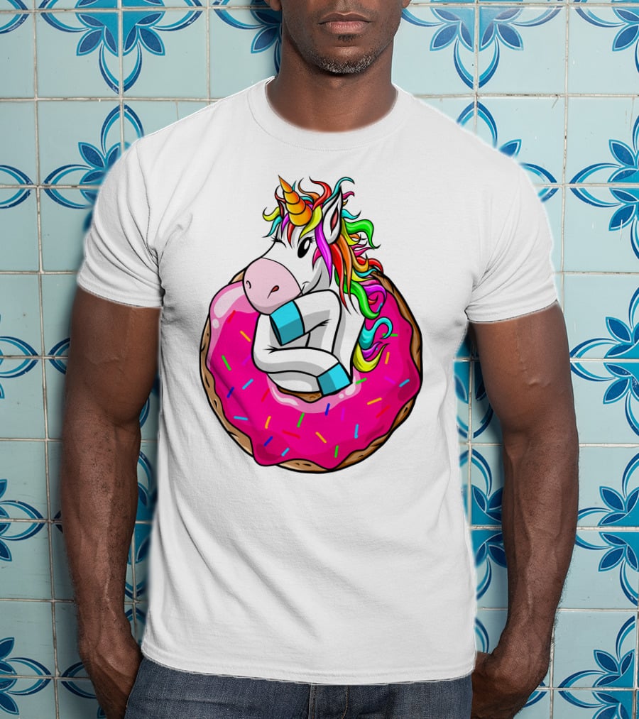Baby Unicorn Inside Pink Sprinkled Donut T-Shirt