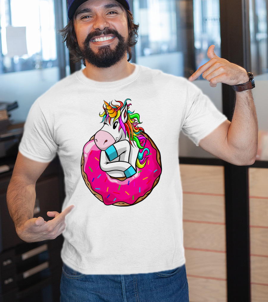Baby Unicorn Inside Pink Sprinkled Donut T-Shirt
