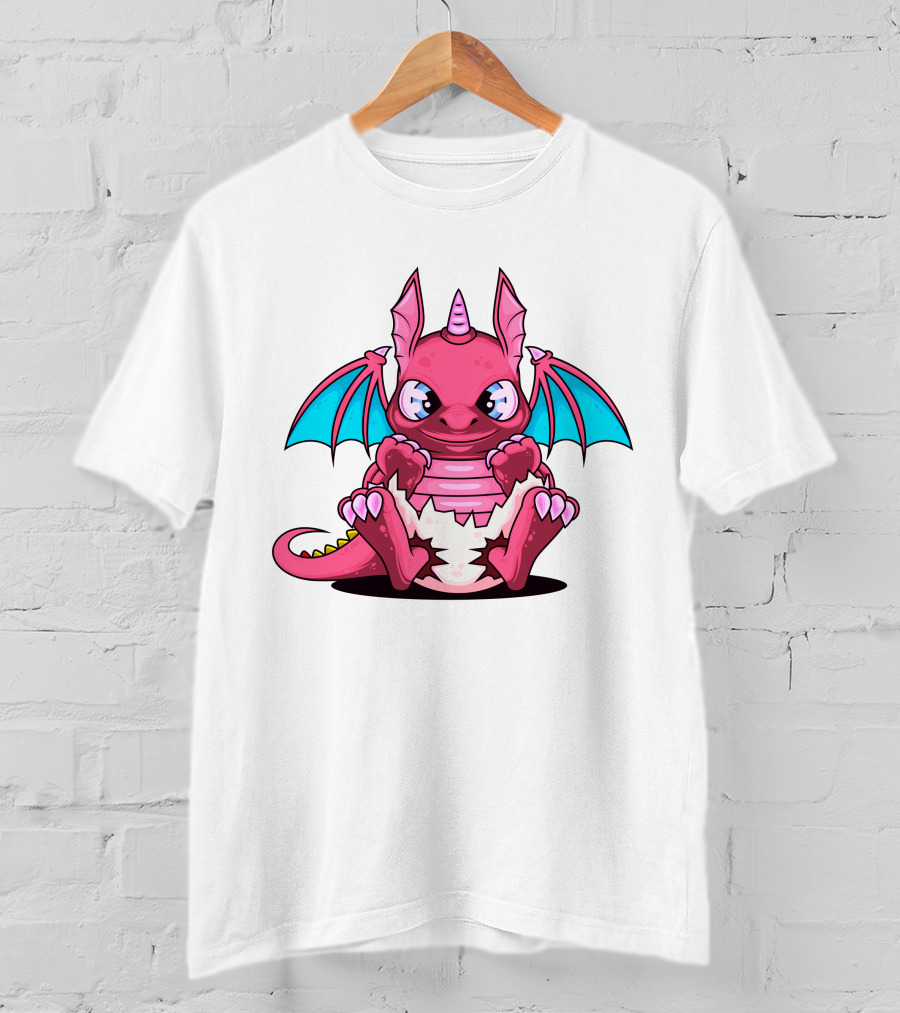 Pink Dragon Cute Cerulean Winged Hatchling T-Shirt