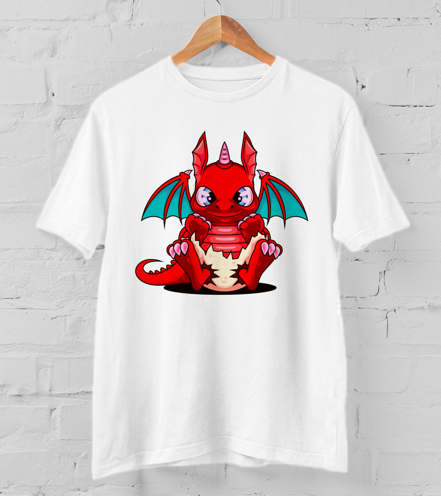 Red Cute Dragon Demon Fantasy Creature T-Shirt