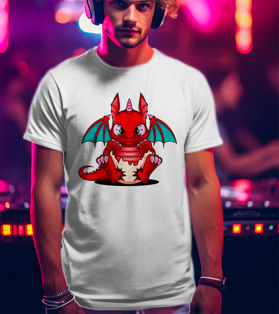 Red Cute Dragon Demon Fantasy Creature T-Shirt