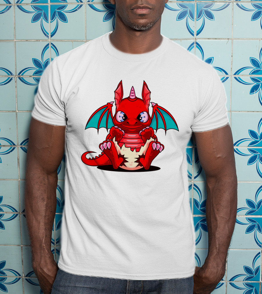 Red Cute Dragon Demon Fantasy Creature T-Shirt