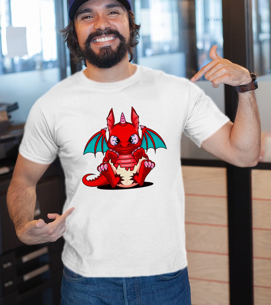 Red Cute Dragon Demon Fantasy Creature T-Shirt