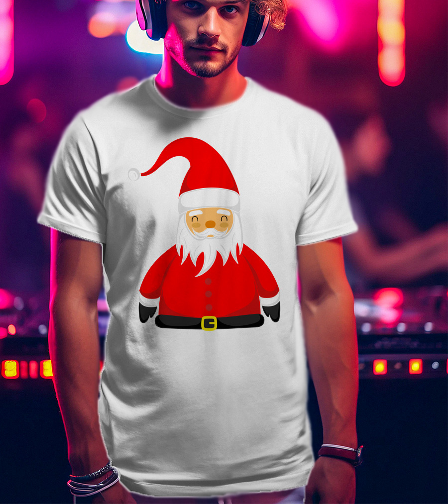 Santa Claus Outfit On Christmas Cartoon T-Shirt