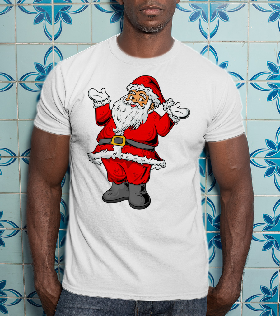 Funny Santa Claus Hands Up In Classic Red Suit T-Shirt