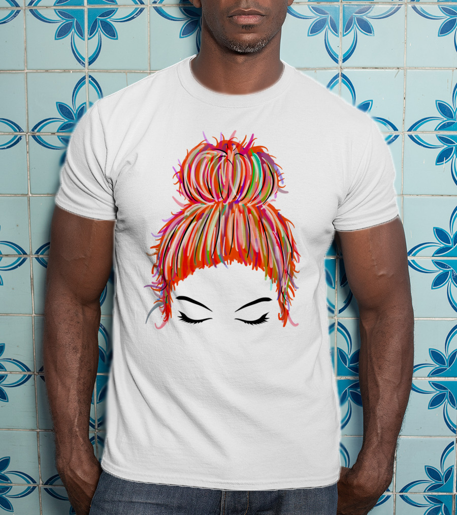 Messy Bun Hair Munlife Colorful Updo T-Shirt