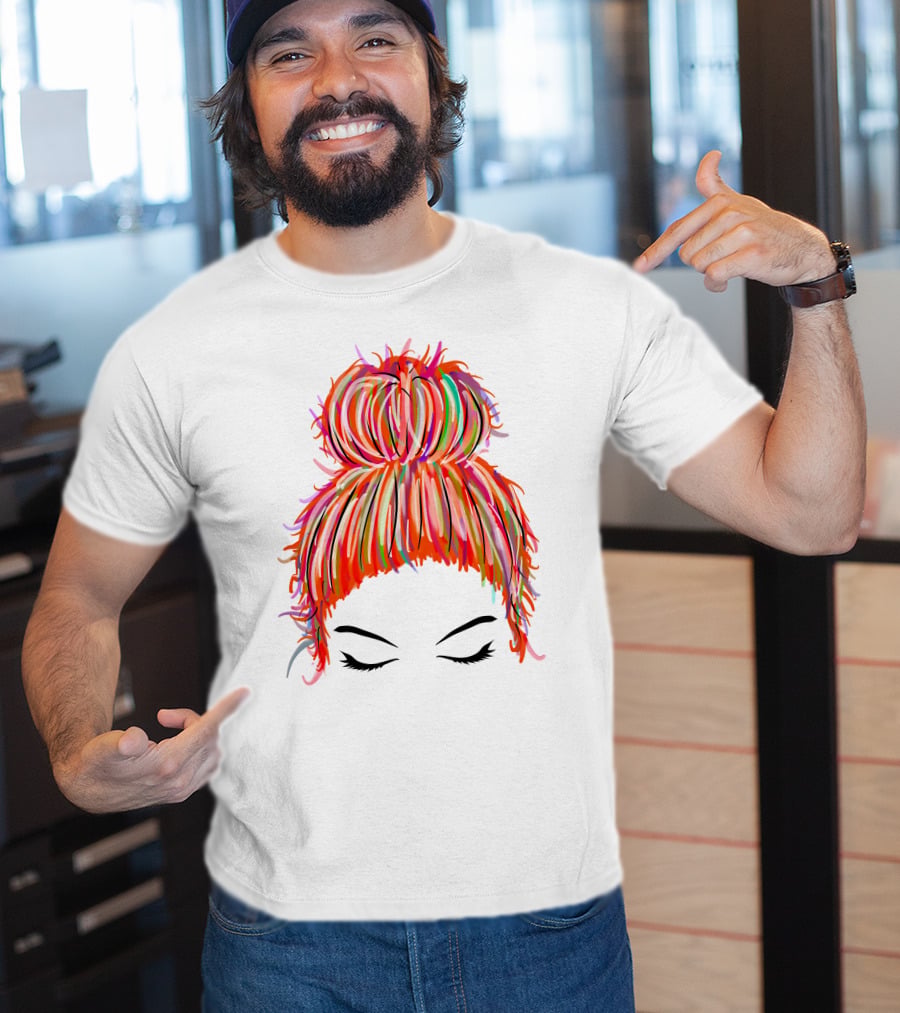 Messy Bun Hair Munlife Colorful Updo T-Shirt