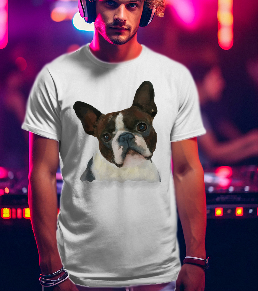 Watercolor French Bulldog Head T-Shirt