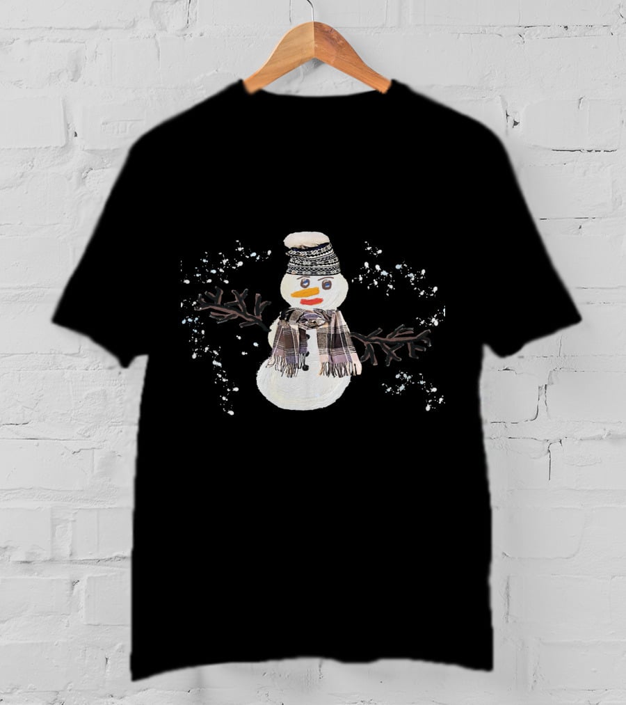 Watercolor Christmas Snowman With Hat And Scarf T-Shirt