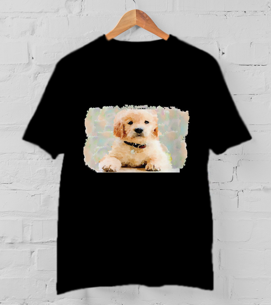 Watercolor Puppy Dog Golden Retriever Pastel Abstract T-Shirt