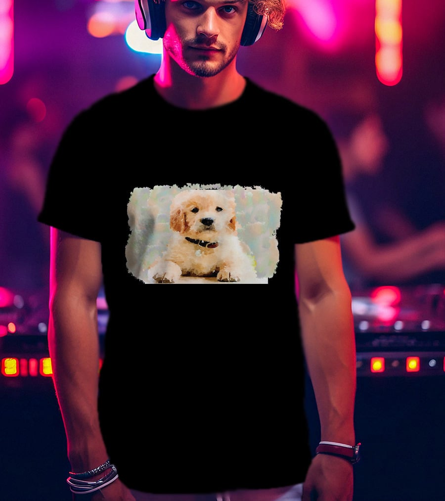 Watercolor Puppy Dog Golden Retriever Pastel Abstract T-Shirt