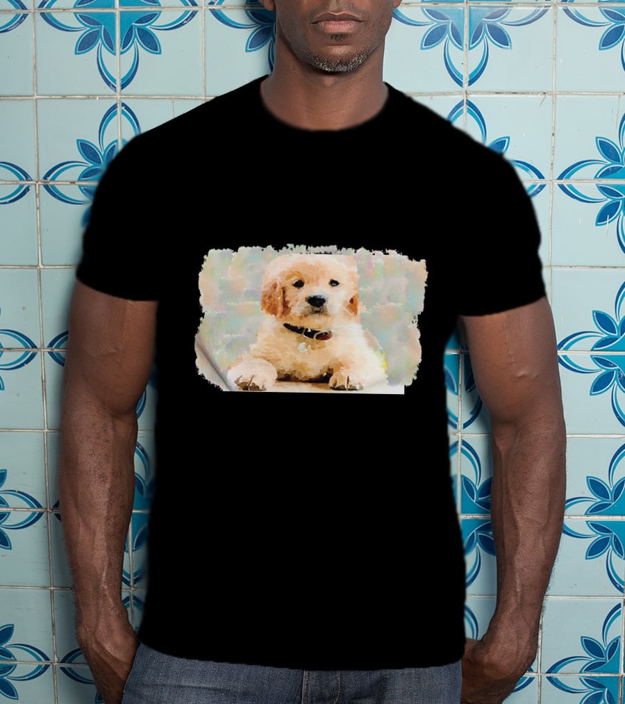 Watercolor Puppy Dog Golden Retriever Pastel Abstract T-Shirt