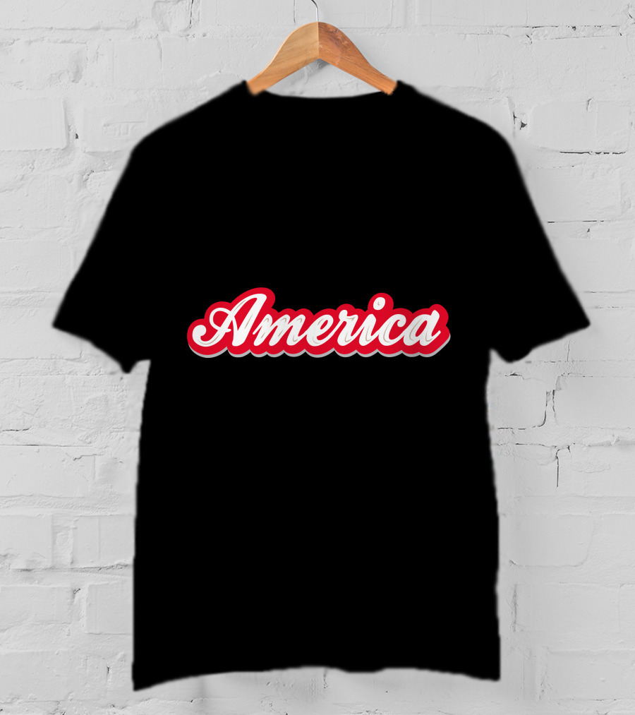America Script Red White Cursive T-Shirt
