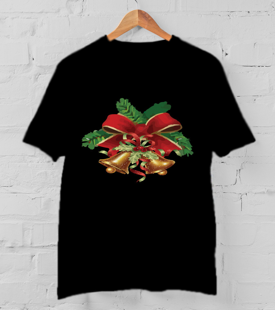 Christmas Bells Holly Ribbon Garland T-Shirt