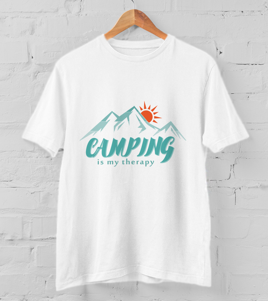 Camping Is My Therapy Mountains Sun T-Shirt