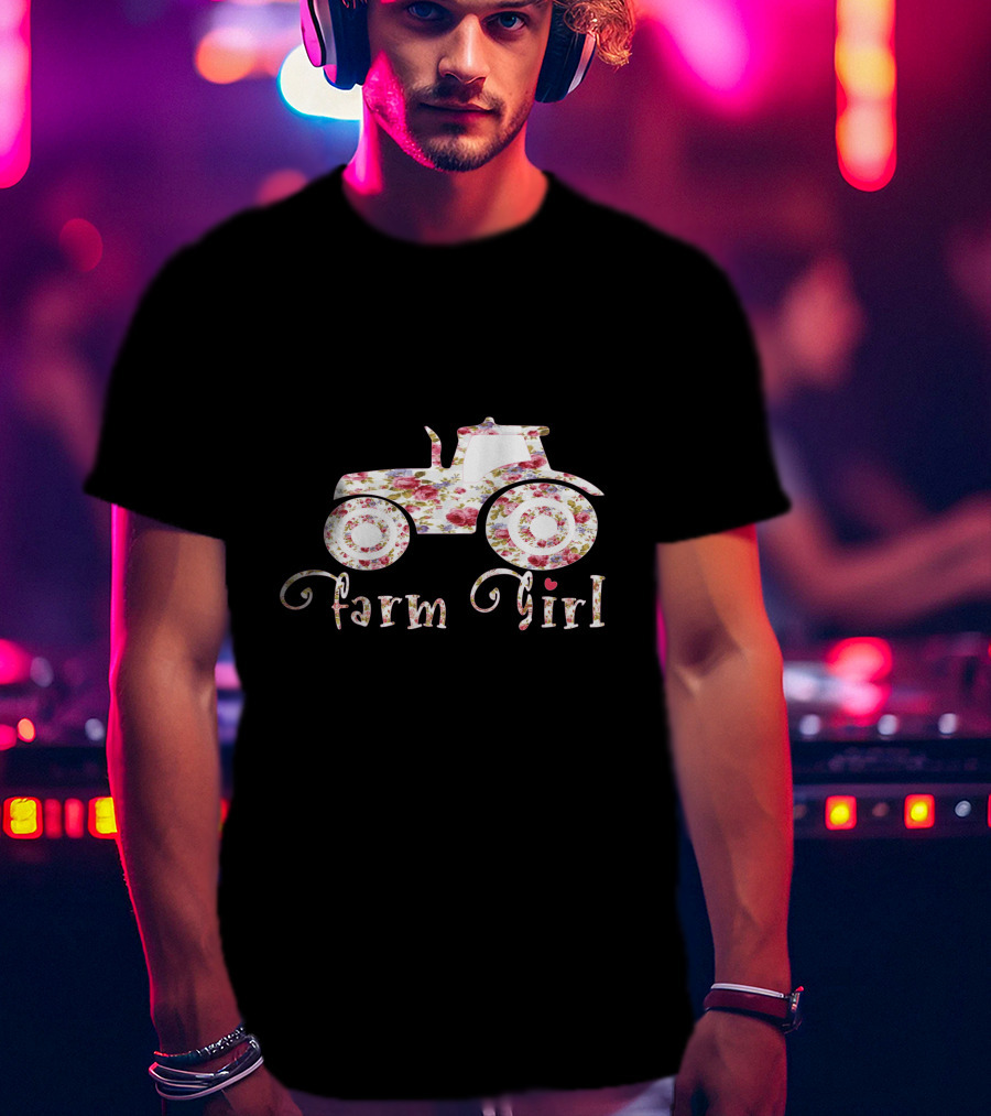 Farm Girl Floral Tractor T-Shirt