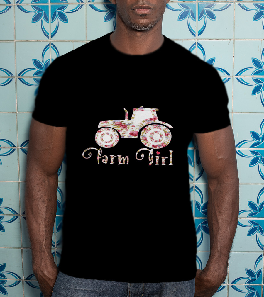 Farm Girl Floral Tractor T-Shirt
