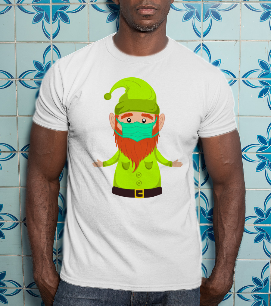 Gnome With Green Hat Wearing Face Mask T-Shirt