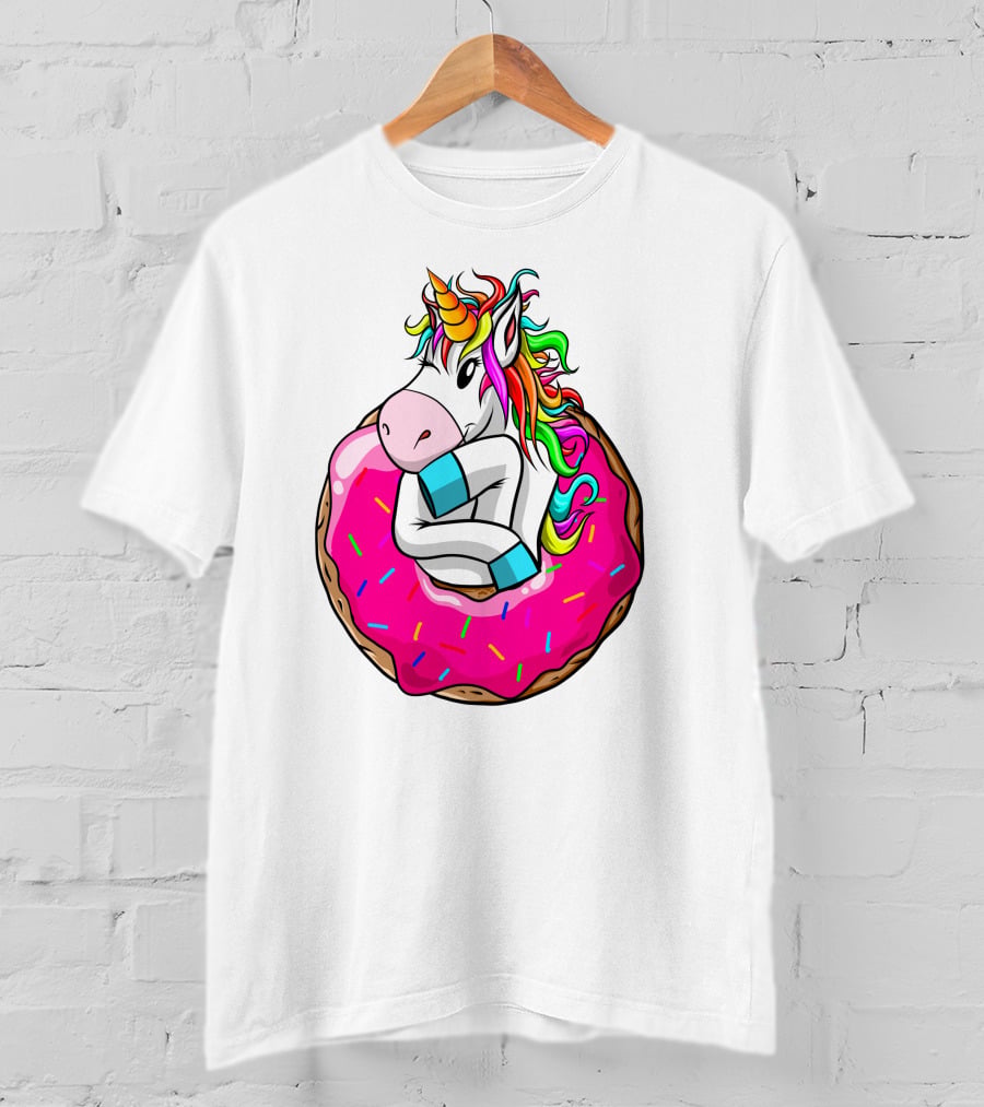 Unicorn Donut Cake Rainbow Horn Pink Sprinkles T-Shirt
